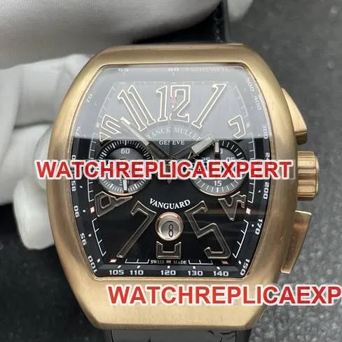 top-tier watch ABF factory Frank Muller V45black dialrose gold shell leather braceletclasp live photos