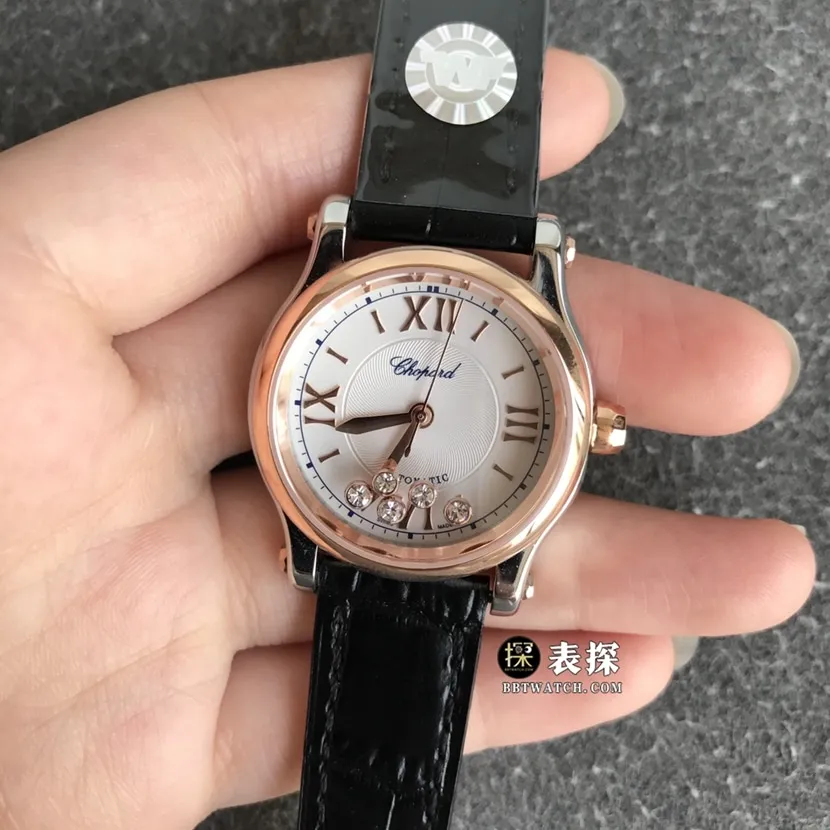 TWF factory Chopard women's five-bead happy diamond watch women's white dialleather strap model pictures and prices braceletlive photos