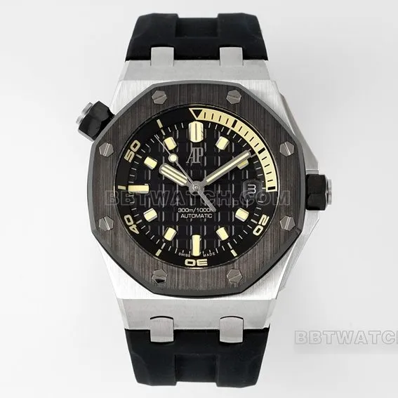 APS factory Audemars PiguetRoyal Oak offshore top-tier 1:1super cloneblack dial rubber model 15720CN.OO.A002CA.01caseback live photo