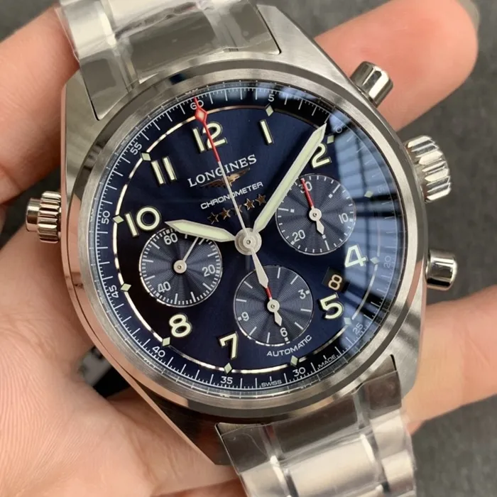 Top-tier watch Longines men's blue dial pioneer back cover picture