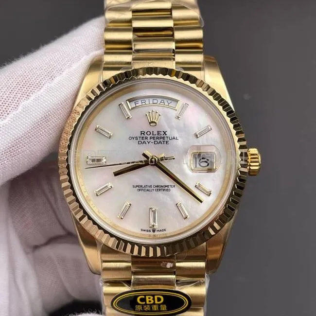 1:1replica watch CBD factory Day-DateRolex3255 mechanical mother-of-pearl disc 40mmclasplive photos