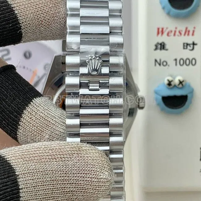 watch QF factory Rolex Day-Date silver gray plate 2836movement40mmside live photo