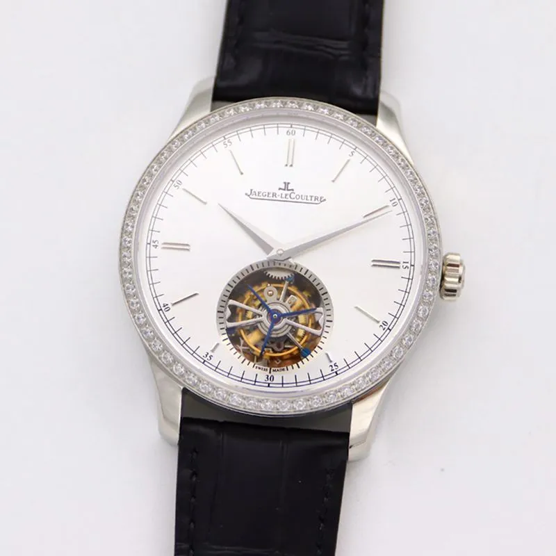 Jaeger-LeCoultre master top-tierhigh-quality watch 1662451 series automatic genuine tourbillon men's diamondwhite dial watch bracelet picture