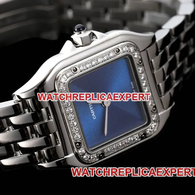 top-tier watch BBa factory cheetah Cartierblue dialdiamond bezelsteel braceletquartzclasp photo