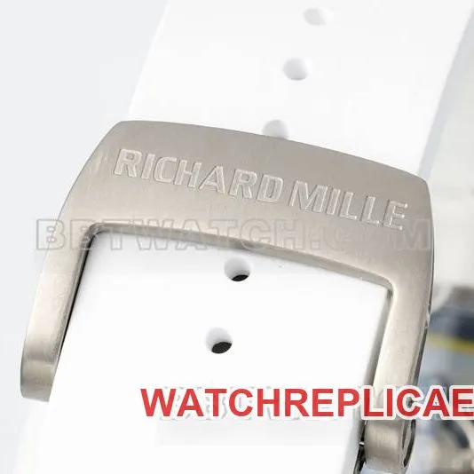 Richard Mille's collectible watch R factory hollow dial white rubber model RM061side live photo