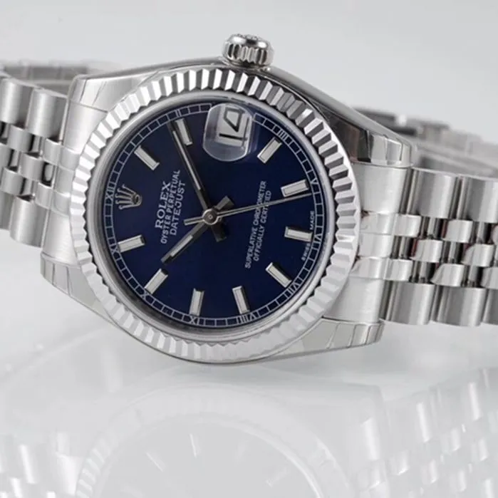 Top-tier watch Rolex men's blue dial Oyster Perpetual Datejust 31mm series steel bracelet watch clasp picture