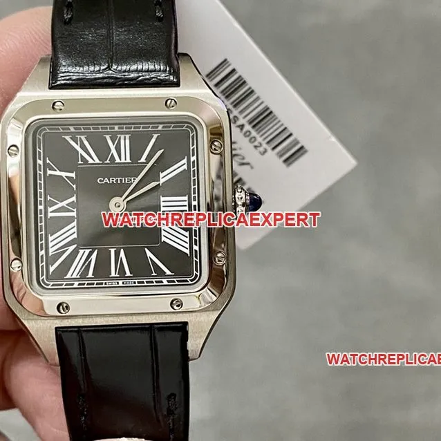 F1 factory Cartier Santos top-tier replicablack dial trumpet caseback live photo