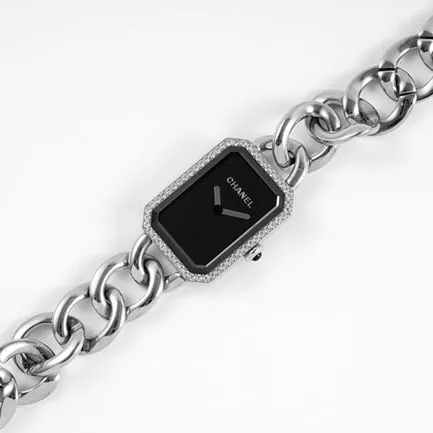 top-tier replicaChanel women's black dialsteel braceletPremiere series quartz watch side view