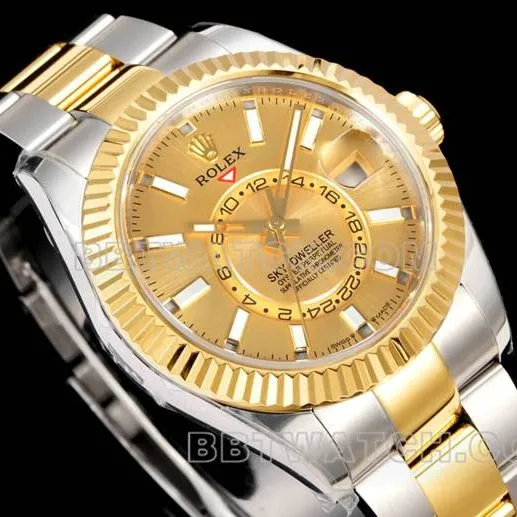 1:1replica watch Navigator AR+ factory Rolex gold plate machine room gold steel braceletside live photo