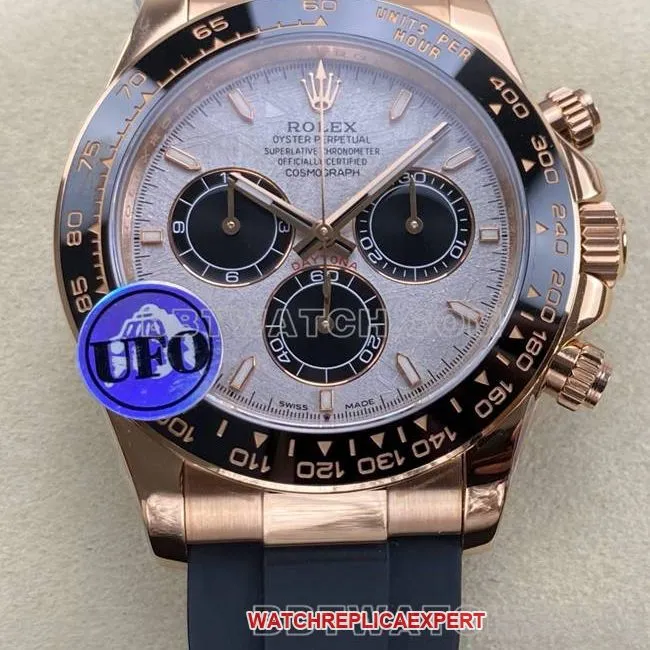 collectible watch UFO factory DaytonaRolexrose gold case meteorite disc 4131 mechanical braceletlive photos