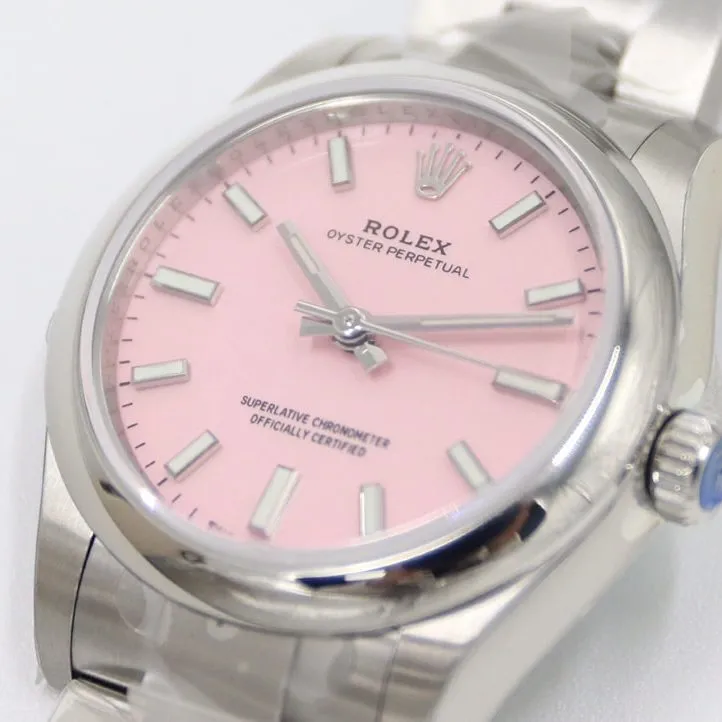 EW Oyster Perpetual Rolex1:1replica watch candy pink plate 31MMsteel bracelet model m277200-0009clasplive photos