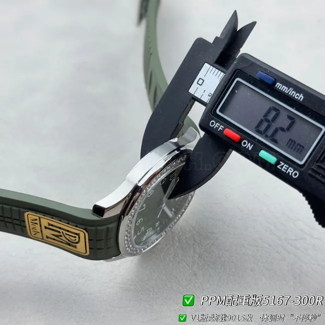Patek PhilippePPM factory top-tier watch Aquanautgreen dialdiamond bezel5167caseback live photo