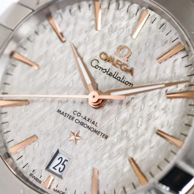 collectible Omega stainless steel OR original mold new 39mm Constellation series stainless steel watch side view