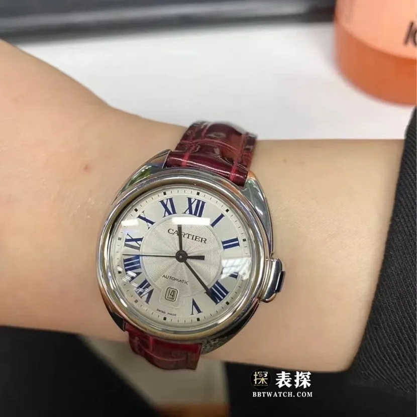 Cartier key top-tier high-quality watch women's white dialleather strap model pictures and prices side live photo
