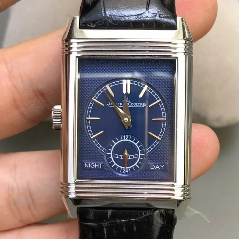 ReplicaJaeger-LeCoultre men's double-sided dual time zone flip watch is simple, elegant and gentle, back cover picture