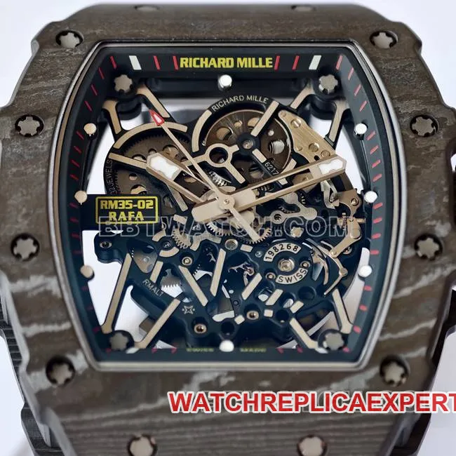 collectible watch RM35-02 UMI factory Richard Mille black shell black belt caseback live photo