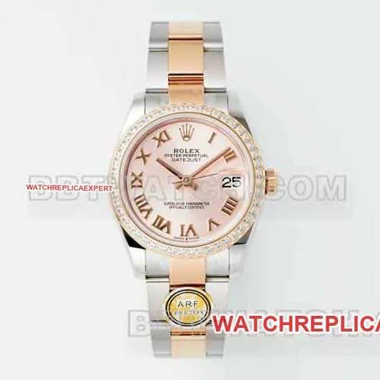 ARF FactoryRolex log top-tier 1:1high-quality replicarose gold disc diamond bezel31mm gold three-lattice chain link278381side live photo