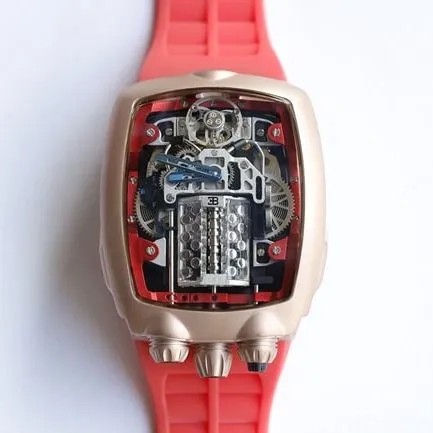 top-tier Bugatti Veyron watch men's white dialrubber strap mechanical watch side view