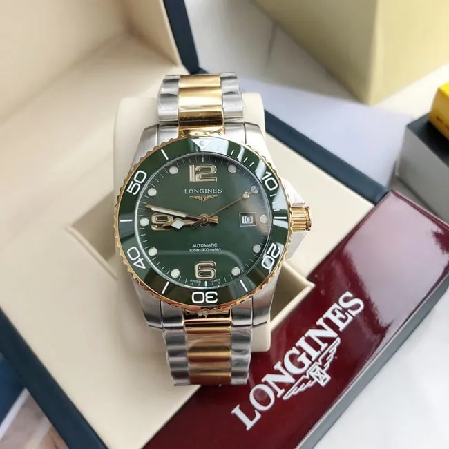 Longinesreplica watch men's Concas diving series green dialsteel bracelet fully automatic movement