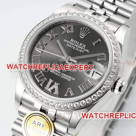 ARF FactoryRolex log 1:1super dark gray plate Roman numerals diamond bezel31mm five grid link 278289side live photo