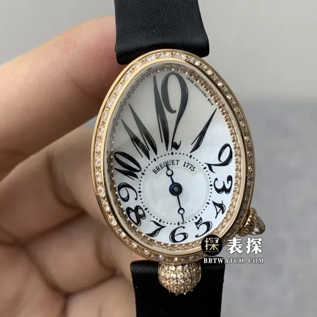 ZF Queen of Naples Breguet watch silver and white mother-of-pearl plate rose goldleather strap model clasp picture
