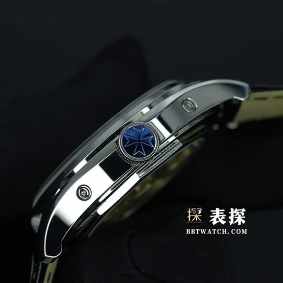 Vacheron Constantin Fifty-Six Top Watch for Men, Milky Gray Dial, Moon Phase, Leather Strap, Pictures and Price, Side View Real Shots