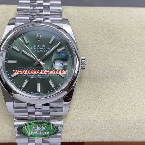 Rolextop-tier watch ARF FactoryDatejustgreen dial aperture 36mm steel bracelet model side live photo