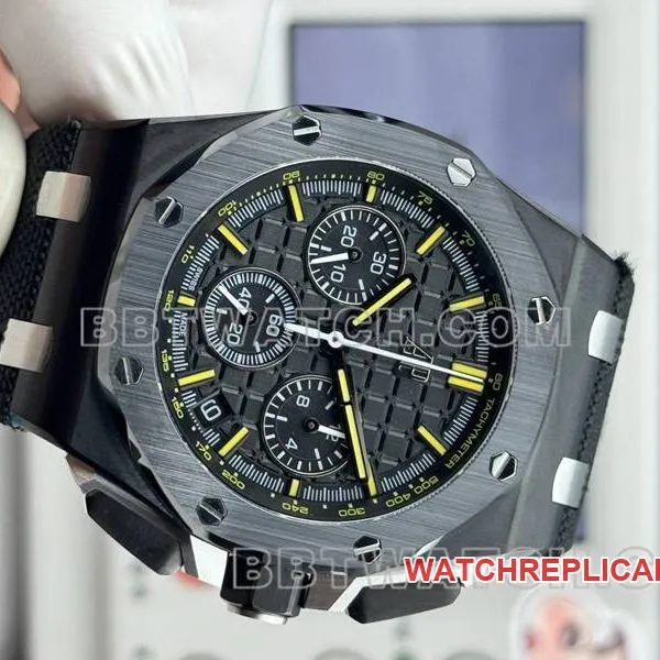 Audemars Piguet collectible watch LS factory Royal Oak offshore type 43MM black dialchronograph mechanical rubber model 26420side live photo