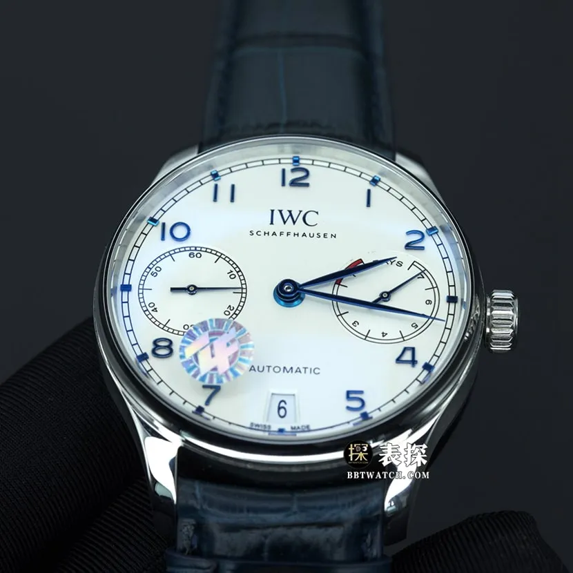 ZF FactoryIWC Portugal top-tier 1:1super watch men's white dial blue needle leather strap model pictures and prices clasp live photos