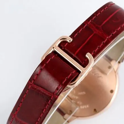 V6 factory top-tier watch Cartier automatic movement blue balloon series 33mm women's white dialleather strap watch back cover picture