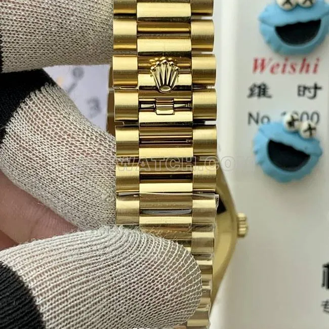 collectible watches Rolexblack dialPPM factory Day-Date mechanical yellow goldclasplive photos