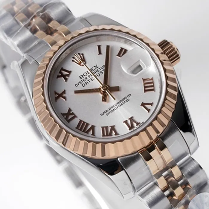 top-tier watch Rolex women's white dialDatejuststeel bracelet watch clasp picture