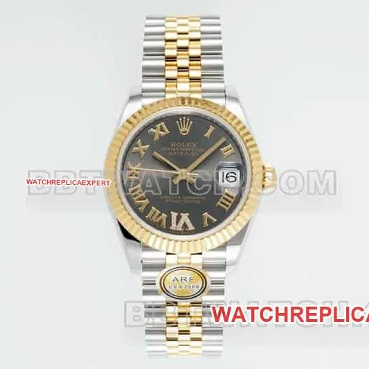 ARF FactoryRolex log top-tier 1:1super cloneblack dial31mm gold five-grid chain link 278273front live photo