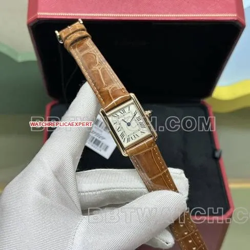 collectible watch tank DR factory Cartier silver white dialquartz gold brown braceletbraceletlive photos