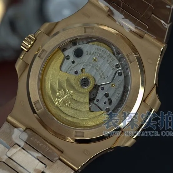3K FactoryPatek PhilippeNautilustop-tier watch men's rose gold coffee noodle steel bracelet model price and pictures caseback live photo