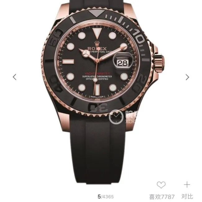 Top Rolex 18k rose gold Yacht-Master black dial men's watch price chart
