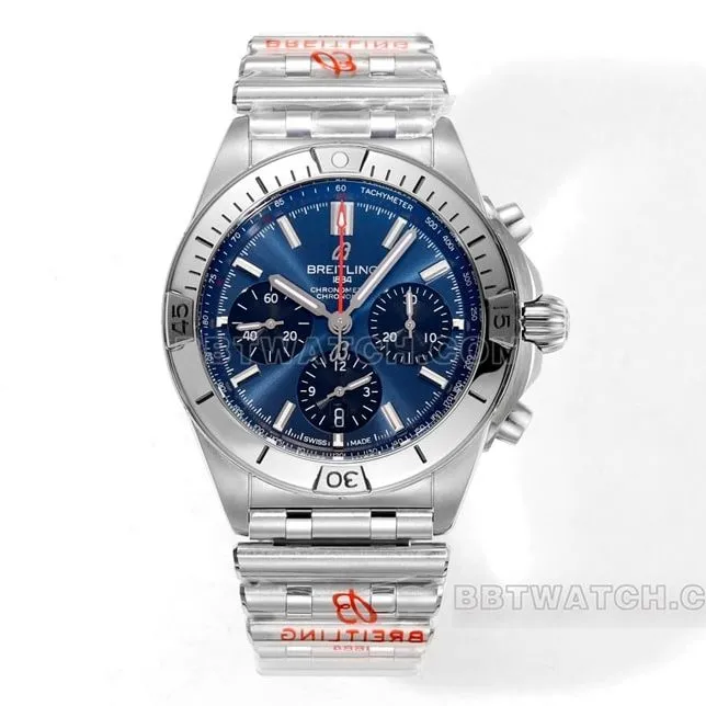 BLS factory Breitling mechanical chronographsuper cloneblue dialsteel bracelet model AB0134101C1A1side live photo
