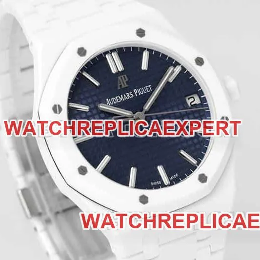 APS factory Audemars PiguetRoyal Oaktop-tier replicablue dial white ceramic15500side live photo