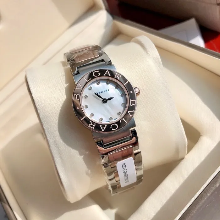 top-tier watch Bvlgari women's white dialsteel bracelet perfect fashion quartz watch back cover picture
