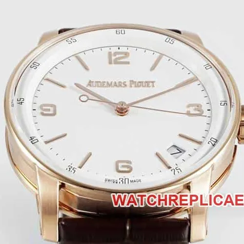 APSAudemars PiguetCODE1:1super clonewhite dialrose gold shell leather strap model 15210side live photo
