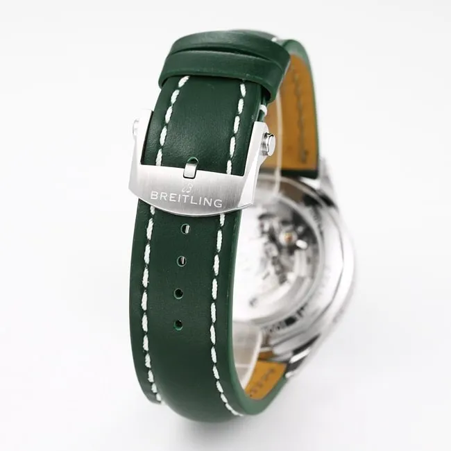 GF Factory new product Breitlingtop-tier watch men's green dial green strap v2 upgraded version automatic movementleather strap watch side view