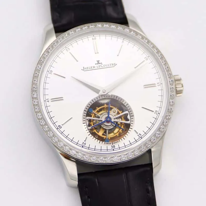 Jaeger-LeCoultre master top-tierhigh-quality watch 1662451 series automatic true tourbillon men's diamondwhite dial watch clasp picture