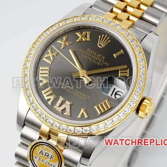ARF FactoryRolex log top-tier 1:1high-quality dark gray plate diamond bezel31mm intergold five-lattice chain link278273front live photo