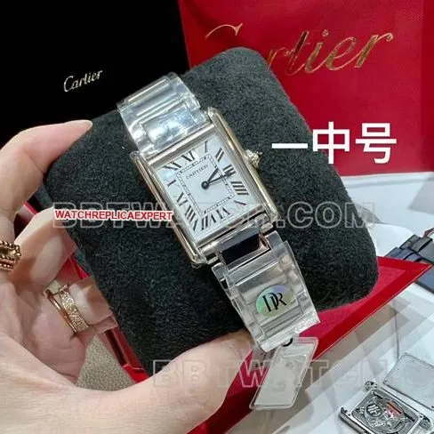 1:1replica watch tank DR factory Cartier silver white dial medium quartz steel braceletcaseback live photo