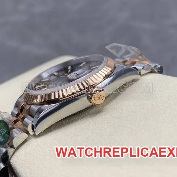 Rolex watch ARF FactoryDatejust gray plate 36mm rose goldsteel bracelet caseback live photo