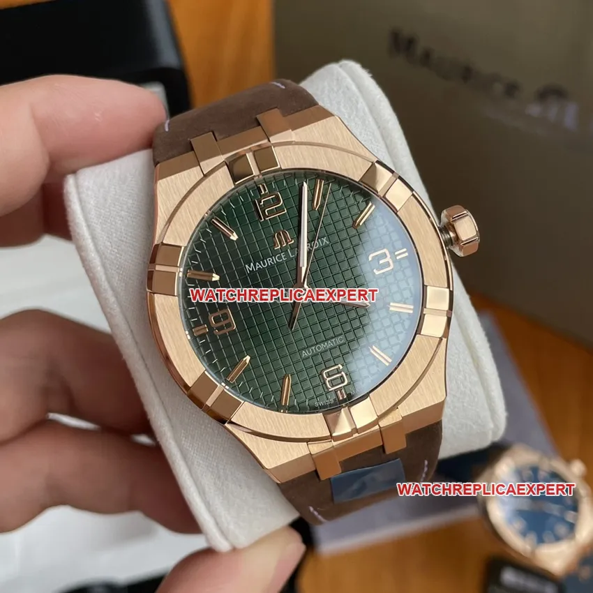 Amy top-tier blue dial and green dial bronzeleather strap model AI6008 caseback live photo