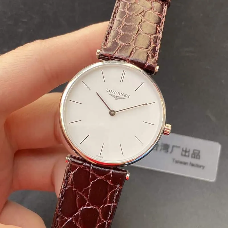 Longinestop-tier watch ultra-thin Jialan series boutique couple watch quartzwhite dialleather strap watch bracelet picture