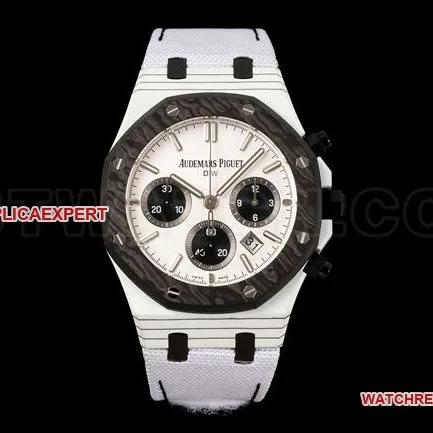 1:1replica watch Diw factory Royal OakAudemars Piguetwhite dialchronograph mechanical side live photo
