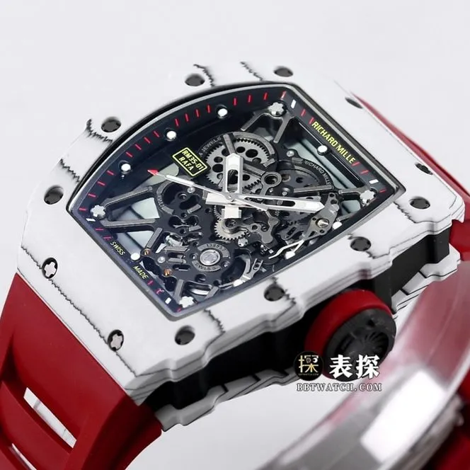BBR RM 35-01Richard Mille1:1replica watch men's black dial red rubber caseback live photo