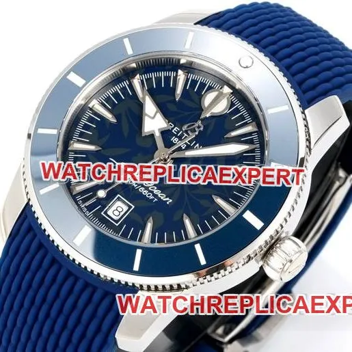 top-tier watch BLS factory super ocean culture Breitlingblue dial rubber braceletside live photo